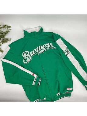 Milwaukee Brewers Green Zip Up Track Jacket Size M